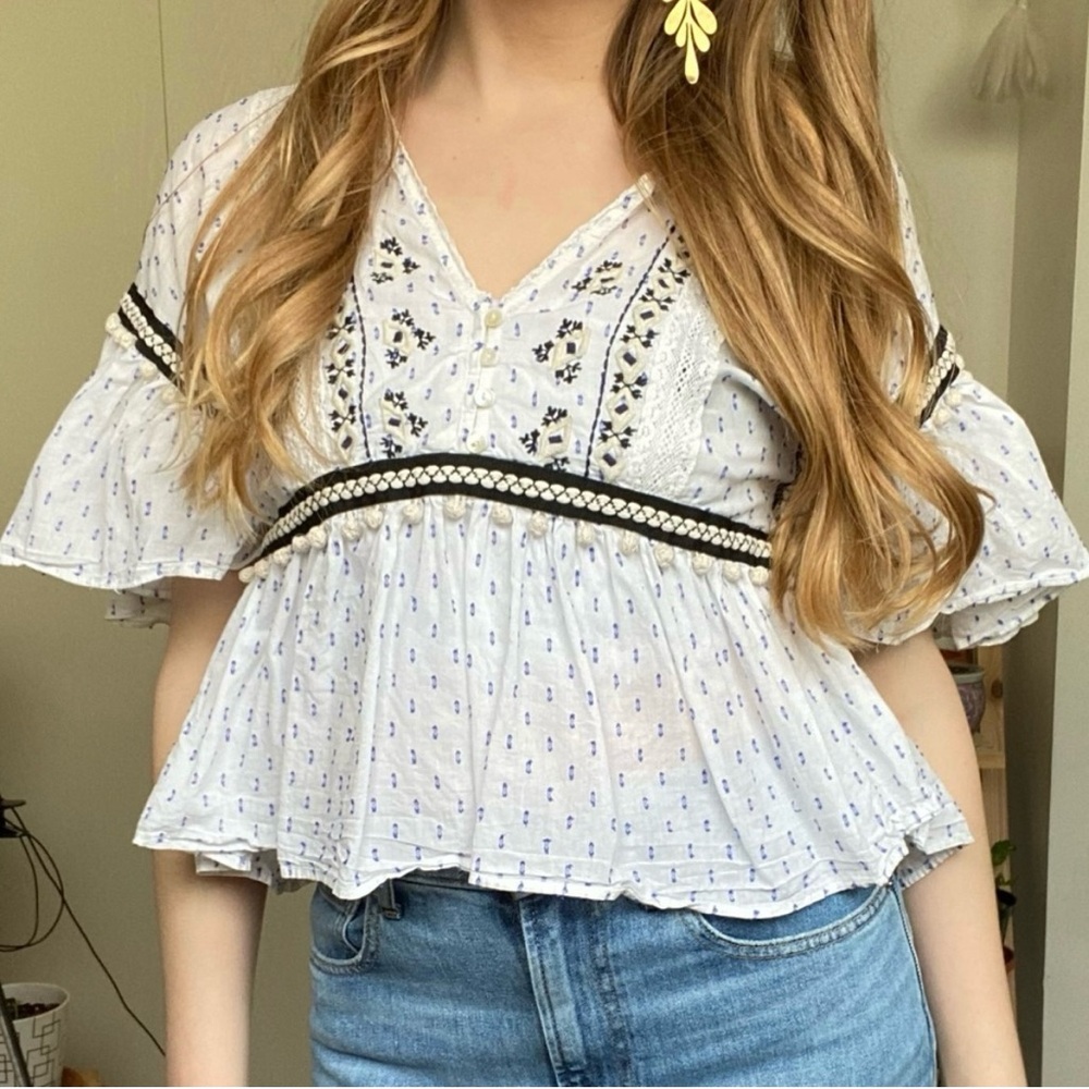 Zara | Boho Crop Top Cotton Embroidered